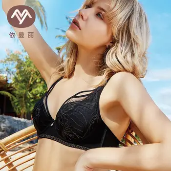 

Yimanli Large Size Bra Sexy Lace Breathable Brassiere Stereoscopic Embroidery Memory Steel Ring Push Up Soft Cotton Lingerie
