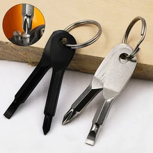 

1 Set Stainless Steel Mini EDC Multifunction Screwdriver Key Shape Slotted Screwdrivers Keychain Pocket Repair Tool