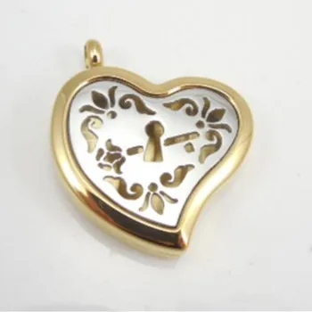 

Gold Heart Essential Oil Diffuser Locket Pendant Stainless Steel Flower Perfume Locket Necklace For Women 10Pcs/lot