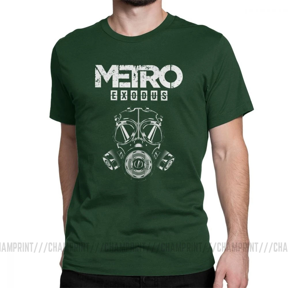 Мужская футболка Metro Exodus, футболки, противогаз, токсичные игры, игры Artyom Haunter, футболки с короткими рукавами, круглый вырез, одежда из чистого хлопка - Цвет: Forest Green