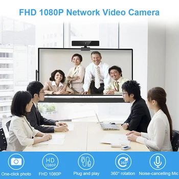 

1080P Webcam Conference Live Streaming USB Built-in Microphone Video Web Camera for Indoor Business Meeting Supply