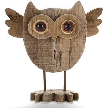 

Rustic Wood Owl Statue Figurine Decorative Woodsy Owl Sculpture Tabletop Shelf Home Decor Accents