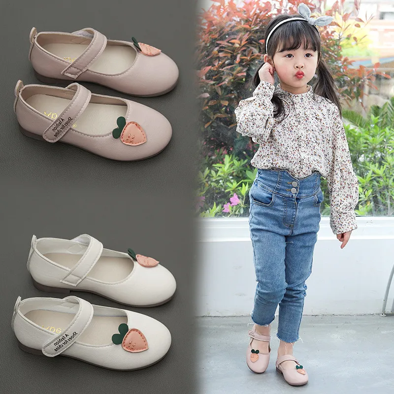 Beige Pink Children Single Shoes Cartoon Spring Summer Somfortable Soft-soled Kids Shoes Girl Princess Shoes 3 4 5 6-11Years Old