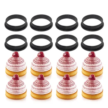 

8pcs Cake Mold Mousse Circle Cutter Decorating Tool French Dessert DIY Perforated Ring Non Stick Bakeware DAG-ship