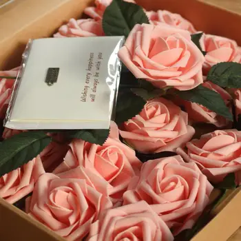 

new 25/30/50Pcs Artificial Fake Rose Flowers DIY Wedding Bouquet Party Home Decor Beautiful Non-fade Realistic