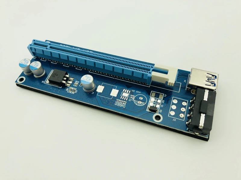 Blue 60cm PCI-E Riser Extender PCI Express Riser Card 1x to 16x USB 3.0 Cable SATA to 4Pin IDE Molex Power for BTC Mining Miner