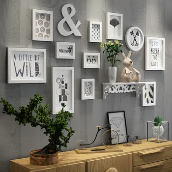 

13Pcs Wall Hanging Wooden Photo Frame Set For Hallway Bedroom Living Room Family Wall Decoration Modern Art Home Decor Picture