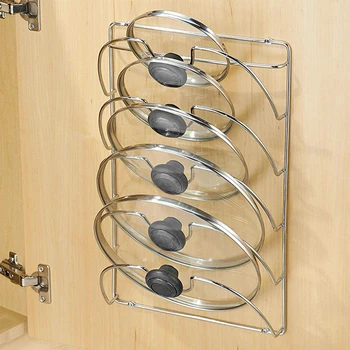 

Kitchen Storage Racks 5-Layer Metal Pot Lid Storage Rack Wall Mount Home Storage & Organization