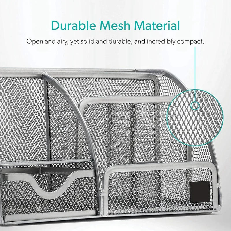  Desk Finishing with 6 Compartments+Drawers the Mesh CollectionSilver