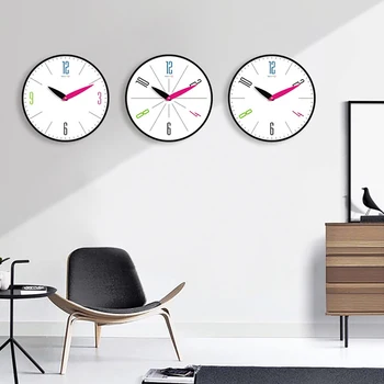 

Silent Wall Clock Home Living Room Decor Round Modern Design Digital Clock