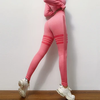 Women Seamless Fitness Leggings Push Up Peach Nylon Leggins Hollow Workout Leggings Feminina Exercise Jeggings Pants Plus Size 5