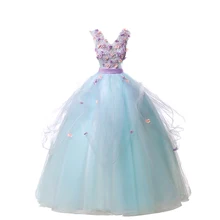 Gryffon Бальные платья с v-образным вырезом Вечерние платья для выпускного вечера милые цветочные аппликации бальное платье Элегантное бальное платье размера плюс