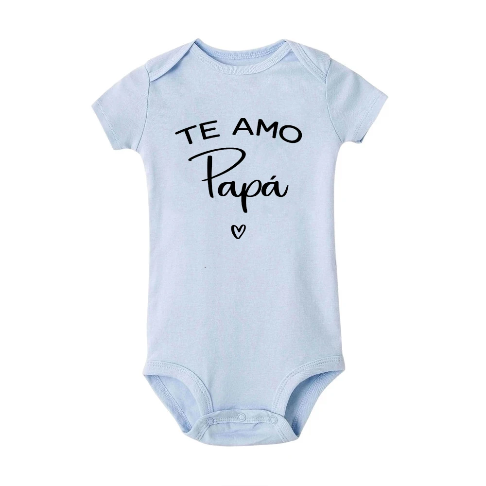 Baby Bodysuit I Love You Dad Papa Spanish Funny Newborn Baby Bodysuits Boy Girl Casual Short Sleeve Jumpsuit Playsuits Outfits Infant Clothing