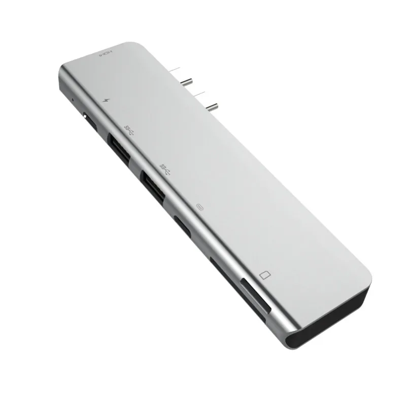 As picture Двойной Тип usb-C 7-1 концентратор для MacBook Pro 4K Выход 60 Вт Вход мульти-Многофункциональный преобразователь Plug and Play для простой мобильный офис - Цвет: As picture