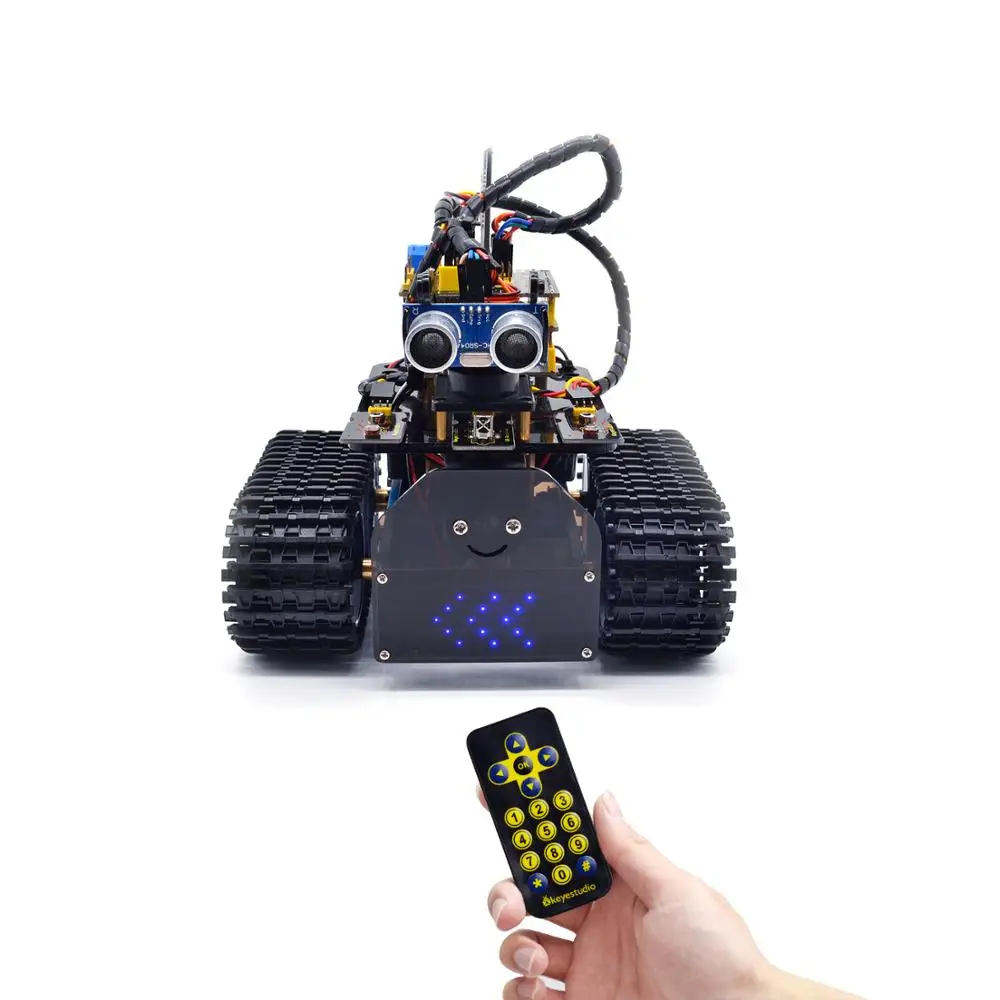 Новинка! Keyestudio DIY Mini Tank V2.0 умный робот автомобильный комплект для Робот ардуино STEM/Mixly кодирование/Поддержка IOS и Android APP control