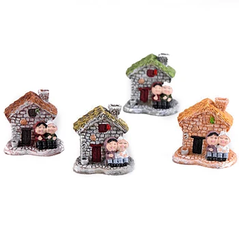 

4Pc Mini Small Cottages House Fairy Garden Miniatures DIY Ornament Decoration Crafts Figurines Micro Landscape