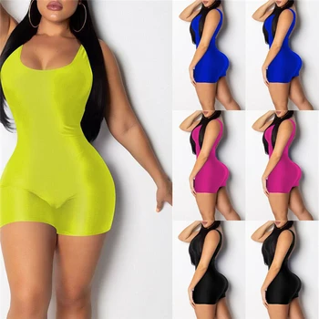 

Women Sleeveless Romper Jumpsuit Bodycon Slim Fit Sports Short Pants Women Summer Sexy Strappy Skinny Playsuit Romper Leotard