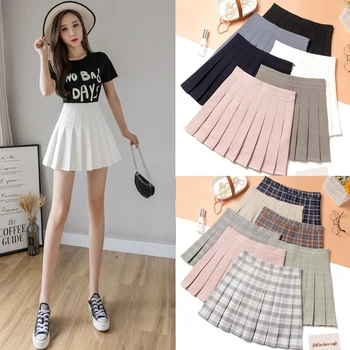 

Heliar Preppy Style High Waist A Line Pleated Skirt Casual Skirt Female 2020 Summer Student Skirt Solid Casual Cotton A Line