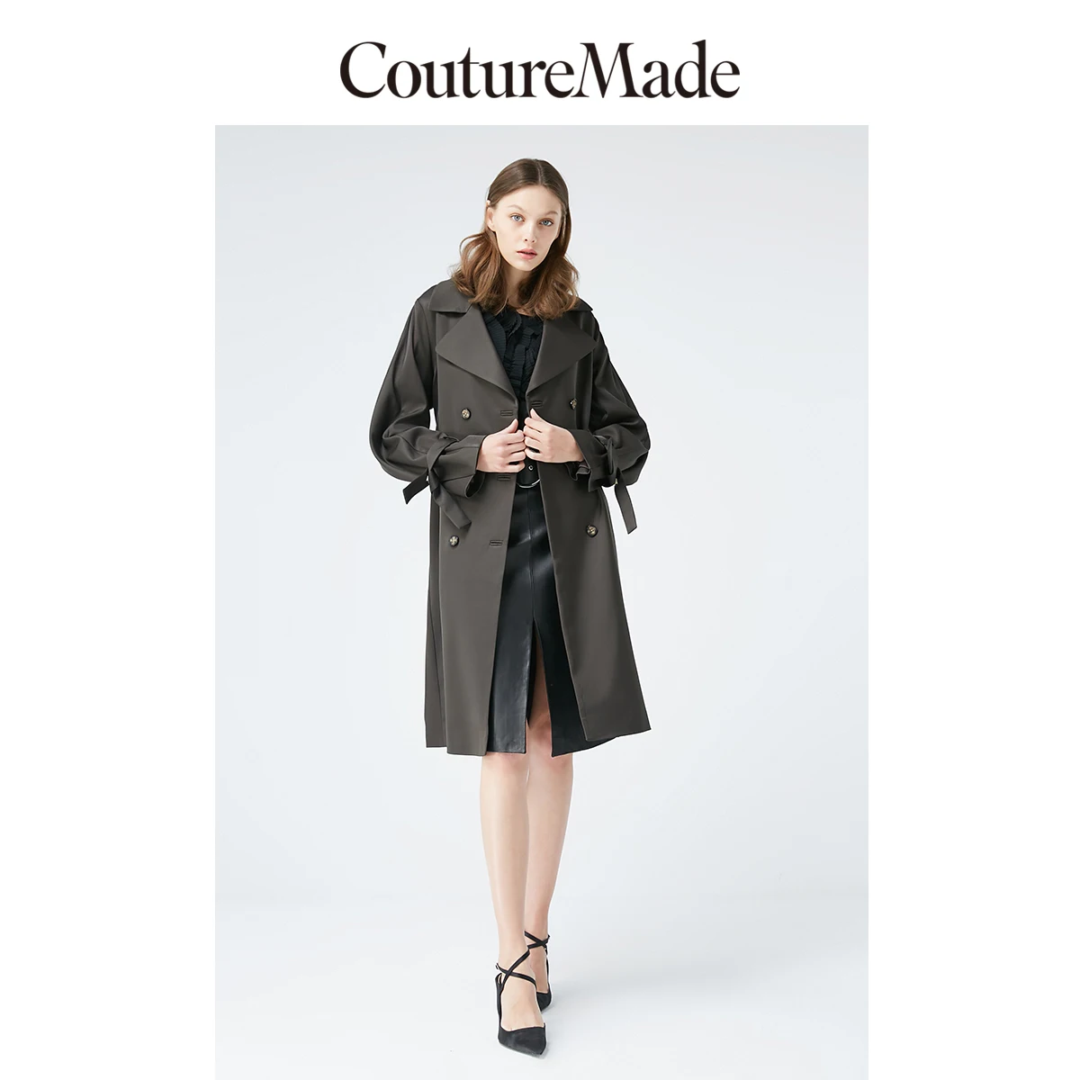 Vero Moda Women's Couturemade Cuffband Lapel Ruffled Trench Coat | 319121550