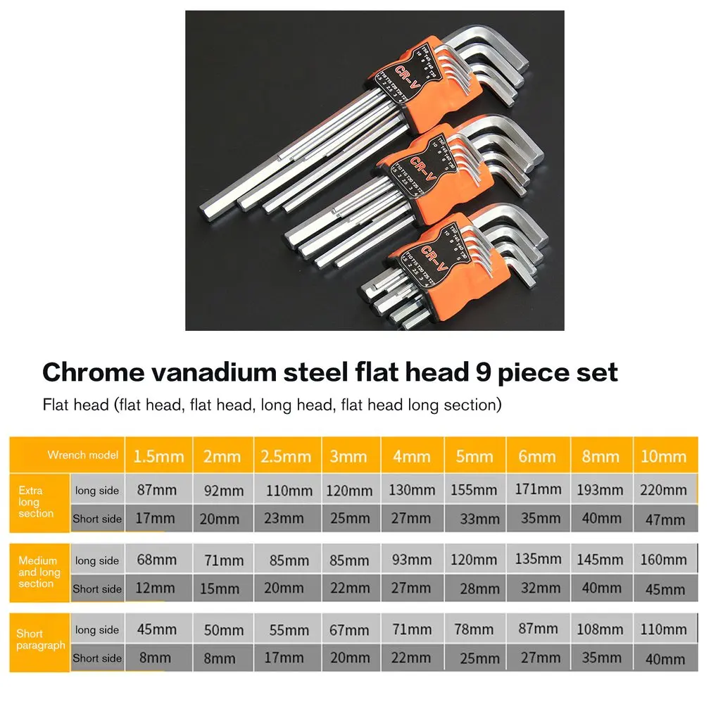 9 шт., Набор шестигранных ключей с плоской головкой, набор инструментов для ремонта Torx L, Набор отверток, набор инструментов, CR-V, стальной динамометрический ключ