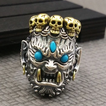 

925 STERLING SILVER Skull King Men's Punk Hiphop MEN Ring Jewelry A3308