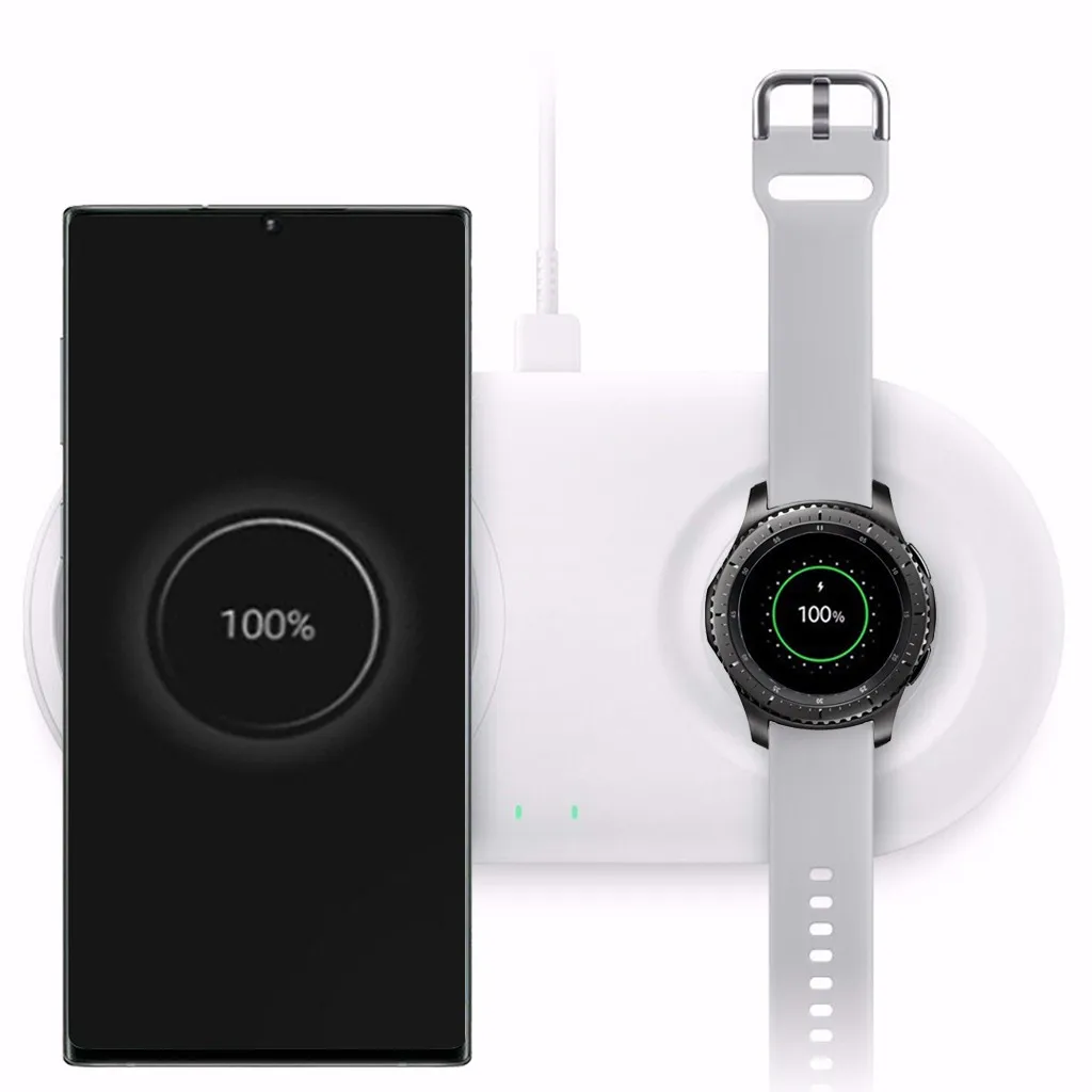 

Wireless Charger 2in1 Fast Charging Wireless Charger Pad For Samsung Galaxy Note10+/10/Watch S3/4 USB Phone fast Charger Pad