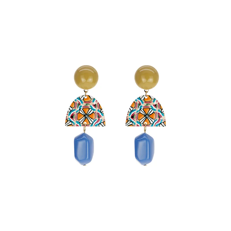 Acrylic Earrings SHANGZHIHUA Vintage Colored Acrylic Earrings For Women's Fashion Unusual Jewelry Christmas Gift Accessories
