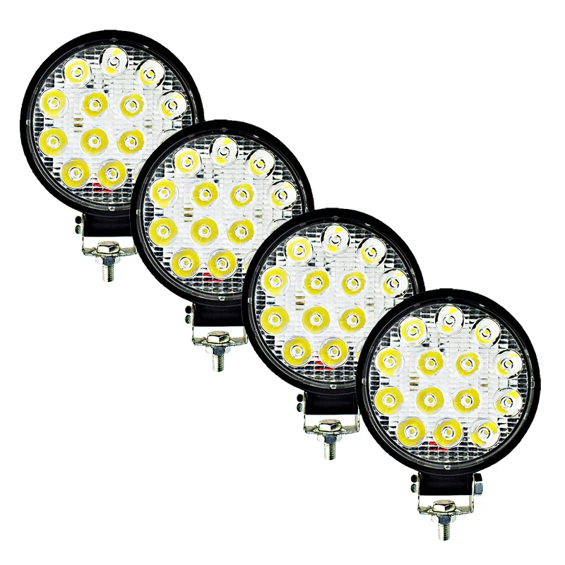 4pcs Car LED Headlights 12V 27W 42W auto work spot lights motorcycle driving auxiliary lamp fog light waterproof headlamp |