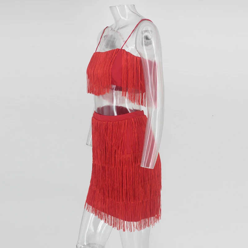 Joyfunear, новинка, сексуальное женское платье на тонких бретелях с кисточками, Осень-зима, два предмета, облегающее, вечерние, рождественское платье,, платья, Vestido