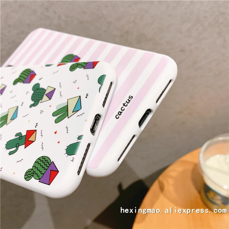 Карамельный цвет полосатый чехол для телефона в форме кактуса для iphone 11promax XR XSMAX чехол для iphone 6 7 8 Plus Мягкий ТПУ Стильный чехол s