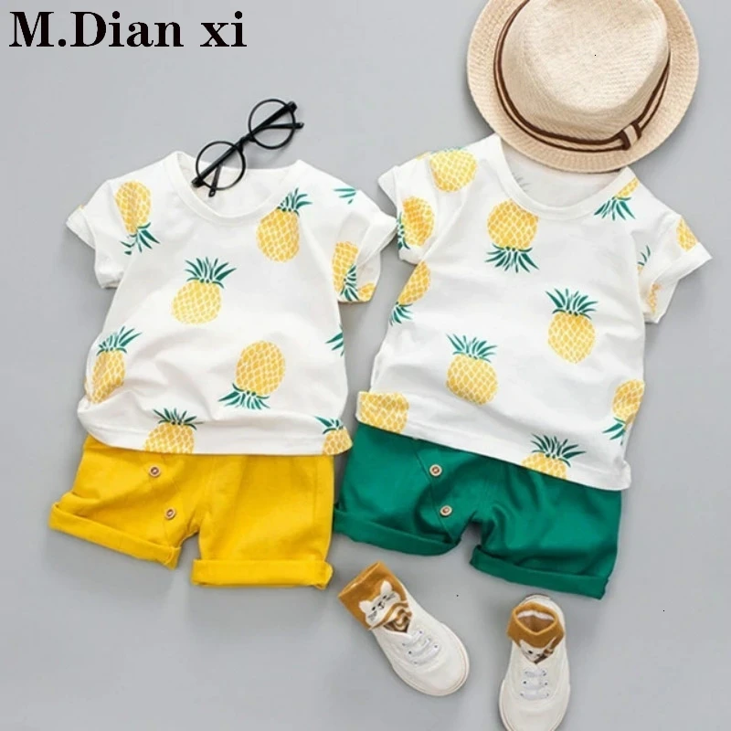 Boys' Clothing Sets Summer Round Neck T shirt Baby Short sleeved Suit