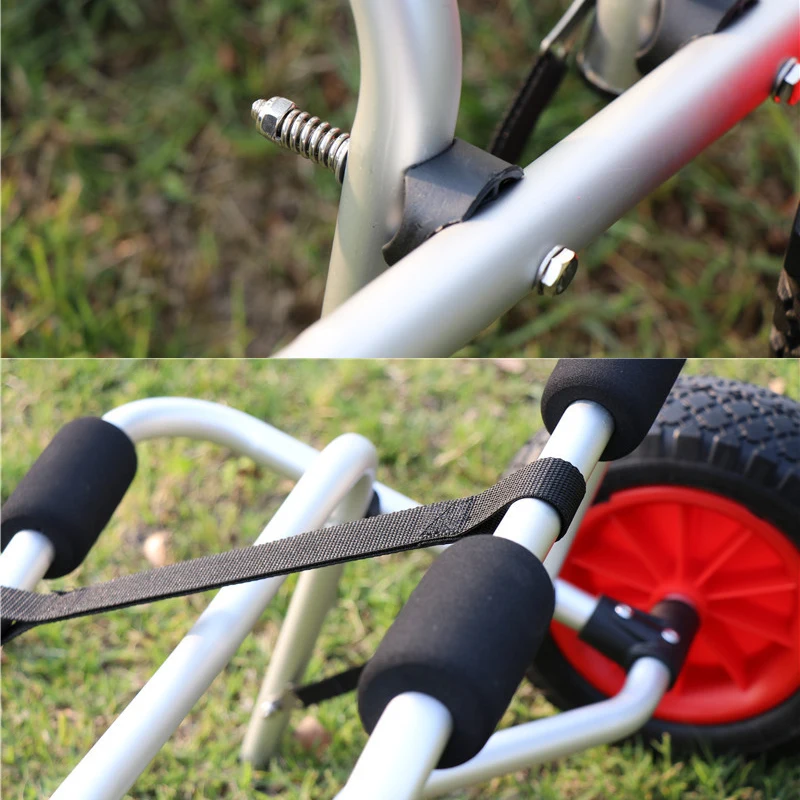 Portable Folding Trolley Kayak Carrier Cart with Removable Wheels and Aluminum Rubber Universal Canoe Trailer