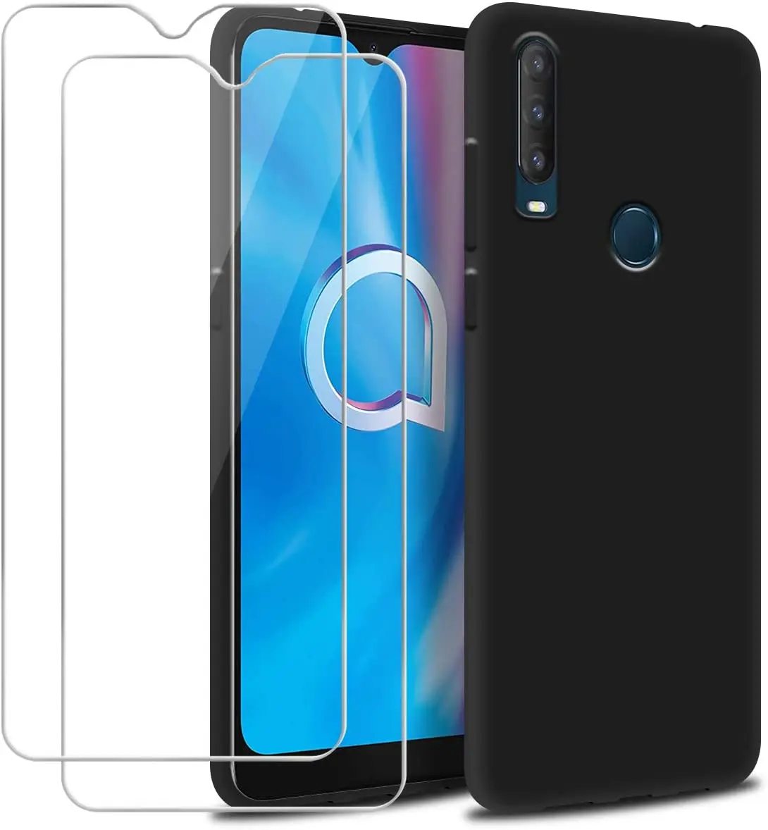 Стекло и силиконовый чехол 3-в-1 для ALCATEL 1SE 2020 1S защита экрана из закаленного