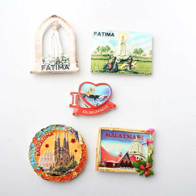 Смола 3D Фатима Барселона Хургада Малайзия путешествия туристические сувениры магниты на холодильник магнит на холодильник домашний декор