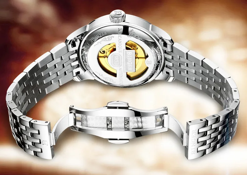 Швейцарские BINGER часы мужские роскошные брендовые сапфировые водонепроницаемые часы самовзводные автоматические механические мужские наручные часы B-671-4