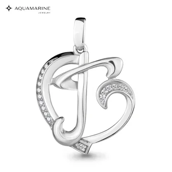 

Letter AQUAMARINE with cubic, silver 925