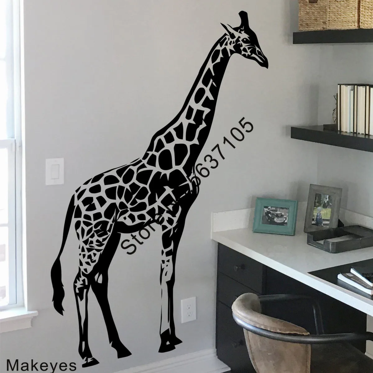 Makeyes Giraffa Enormi Adesivi Murali Adesivo Vinile Decorazioni Murali Camera Dei Bambini Casa Soggiorno Adesivi Murali Animali Design Giraffa Q846