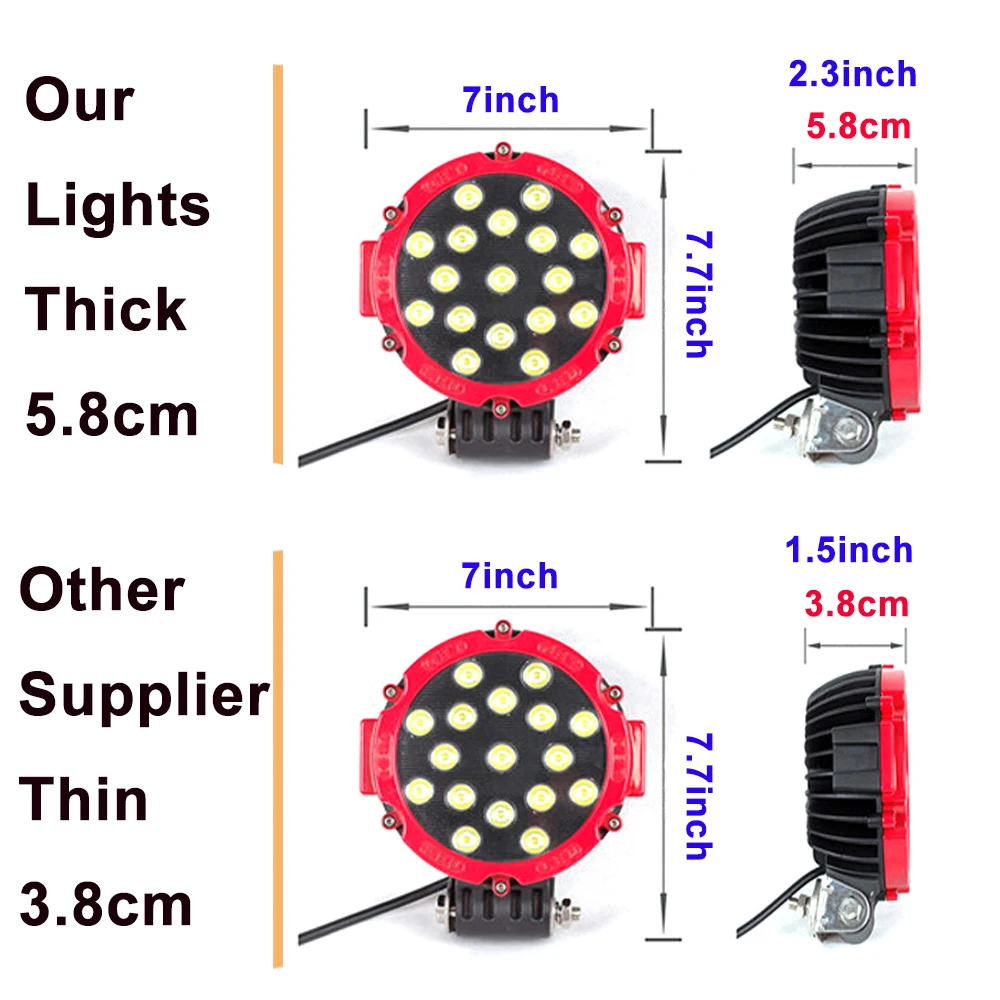 

2 шт. 7-дюймовый круглый светодиодный рабочий светильник 51 Вт светодиодный рабочий светильник для внедорожника UTE 4x4 4WD лодки SUV грузовиков трейлеров мотоциклов 12 в 24 В постоянного тока