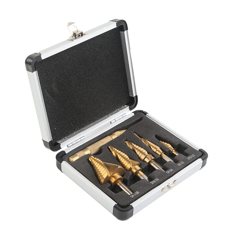 Hss Set Di Trapani A Gradino Con Scanalatura Diritta A Spirale Britannica Set Di Punte Per Trapano A Gradino In Lamiera D'Acciaio