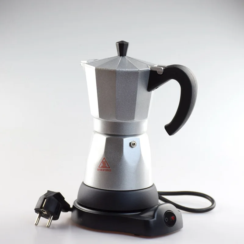 Promotion! 6 Cups/300Ml Electric Coffee Maker Aluminum Material Coffee Pots Moka Pot Mocha Coffee Machine Coffee Filter Espresso