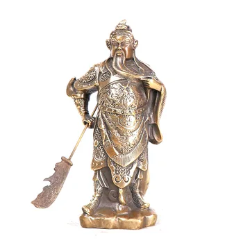 

Pure Copper Guan Gong Standing GuanGong Decoration Antique Old Crafts Antique Collection Living Room Office Home Decoration