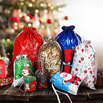 

30pcs Christmas Gift Bags Drawstring Design Assorted Styles Storage Pouches Goody Bags Gift Wrapping Bags for Christmas