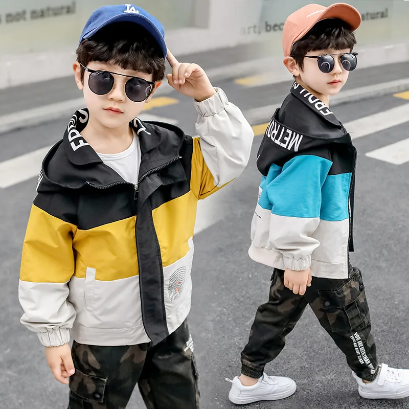 

Kids' Overcoat 2020 Spring New Style Korean-style BOY'S Fashion Casual Mixed Colors Jacket Printed Letter Hoodie Fashion