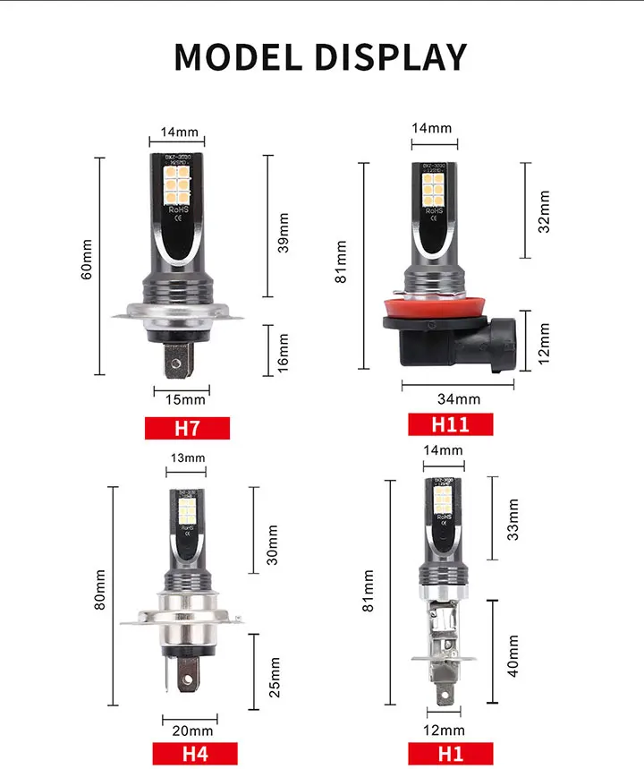 Высокомощный головной светильник led H7 H1 H11 H3 9005/HB3 9006/HB4 Авто 12smd 3030 светодиодный противотуманный светильник автомобильная лампа для Honda 3000k желтый 2 шт