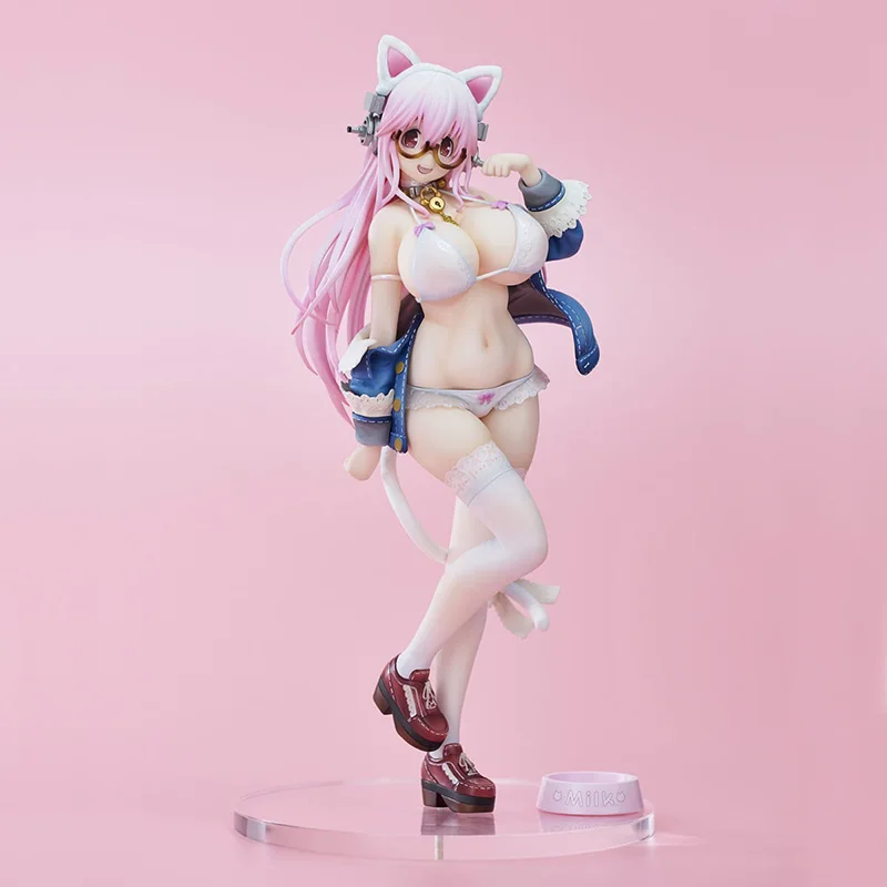 Японские фигурки аниме Nitro Super Sonic Sonico White Cat Ver. Экшн из ПВХ модели игрушек