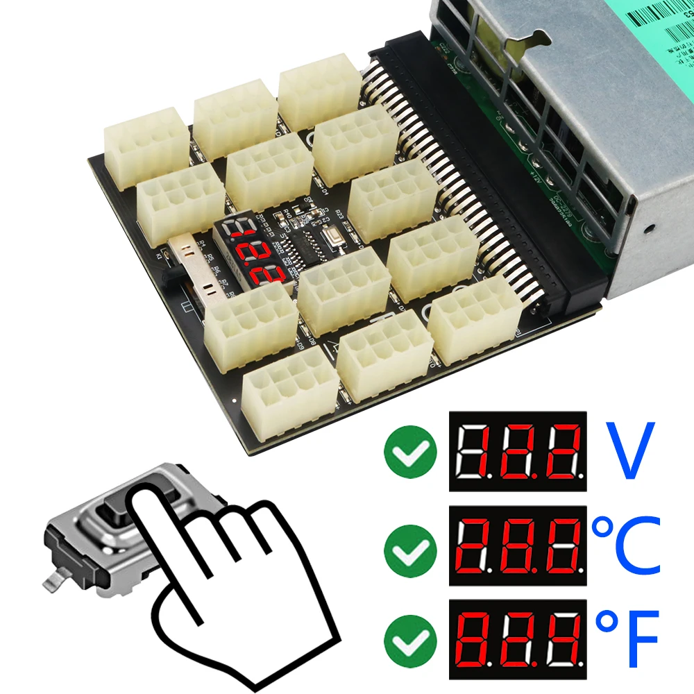 12V Power Board for HP 1200W/750W PSU - ATX 8Pin Breakout Board for Server GPU BTC Bitcoin Miner Mining Description Image.This Product Can Be Found With The Tag Names Computer Cables Connecting, Computer Peripherals, PC Hardware Cables Adapters, Power adapter