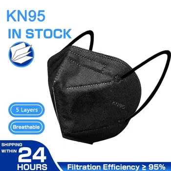 

Black KN95 Face Mask 5 Layers Filter Dust Mouth Anti-fogFace Mask Flu Personal Protective Health Care Earloop Mask Fast Shipping