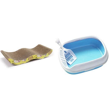 

1Pcs Cat Kitten Scratch Scratcher Pad with Catnip Bed M Shape & 1Pcs Toilet Bedpan Cat Litter Box Tray Toilet Supply