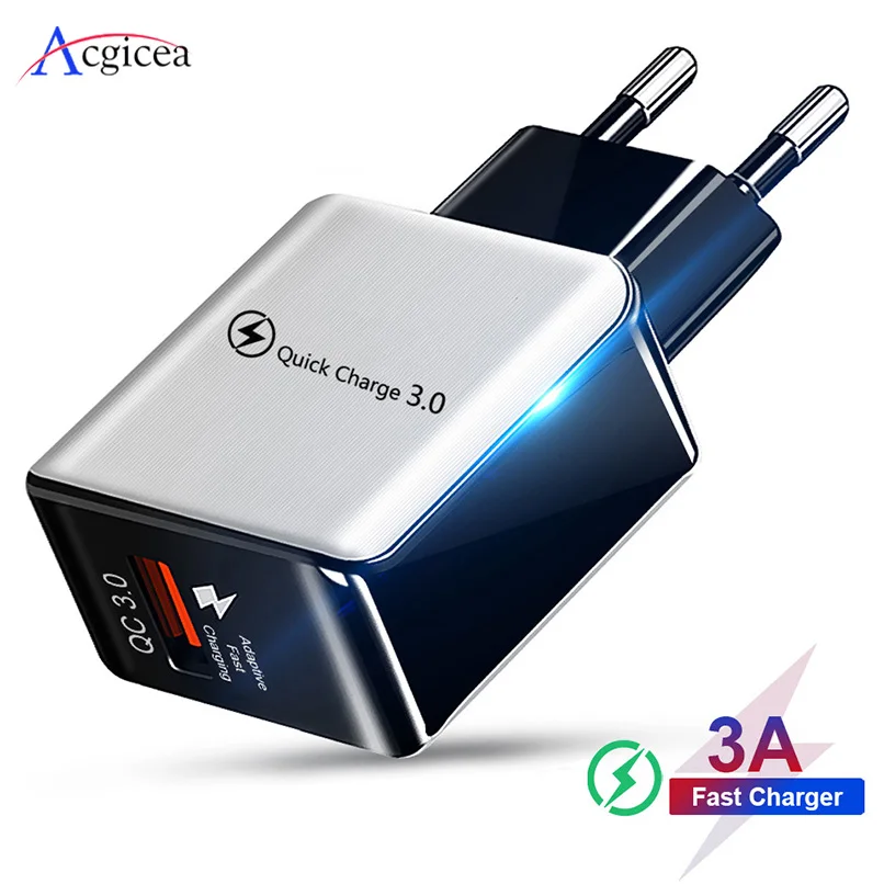 

18W Quick Charge 3.0 Fast Mobile Phone Charger EU Plug Wall USB Charger Adapter For iPhone 11 Pro XR XS Max Samsung Redmi Huawei