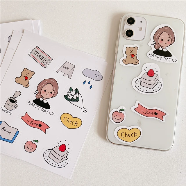 Ins-Autocollant mignon Kawaii pour coque de téléphone, autocollant de  compte ours nuage pour fille, décoration transparente étanche - AliExpress